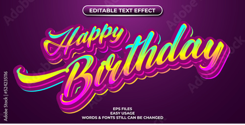 editable text effect happy birthday