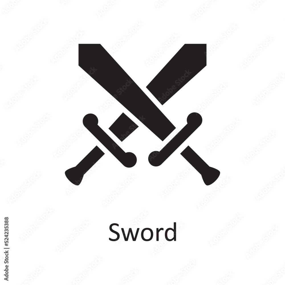 Sword vector solid Icon Design illustration. Sports And Awards Symbol on White background EPS 10 File