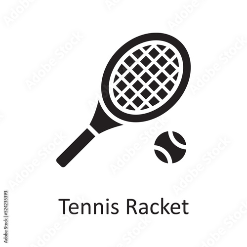 Tennis Racket vector solid Icon Design illustration. Sports And Awards Symbol on White background EPS 10 File