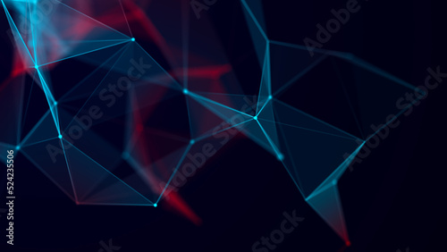 Colored network connection structure. Science background. Abstract digital background. Big data visualization. 3d rendering.