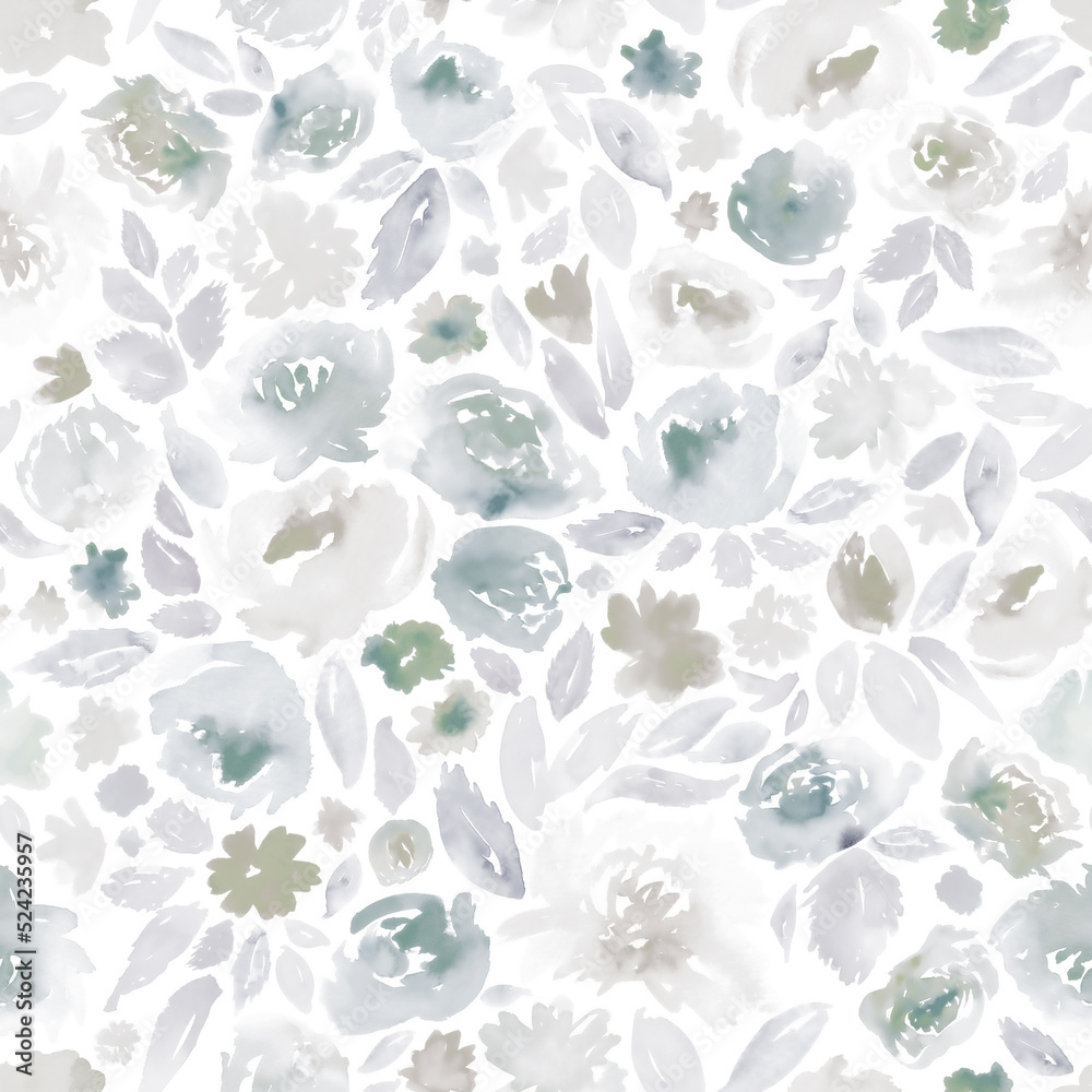 custom made wallpaper toronto digitalSeamless watercolor floral pattern in pastel grey and sepia.