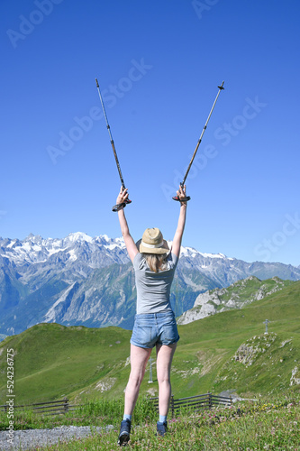 Woman ready for hike in the mountains