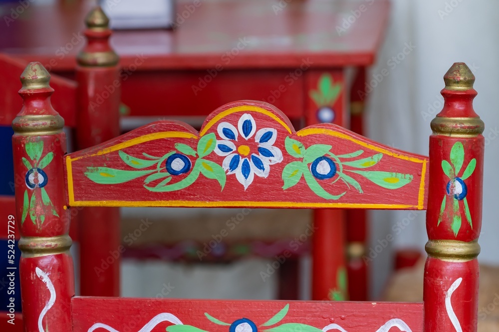 Naklejka premium Detail of the chair inside a stand at the April Fair in Seville (Spain).