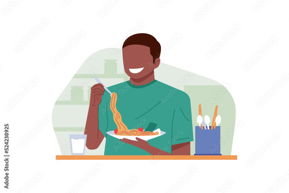 person eating Chinese food