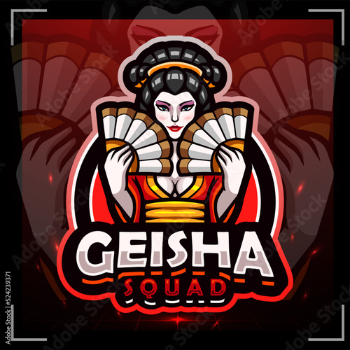 Beautiful geisha mascot. esport logo design