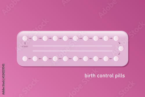birth control pills info graphic isolated on white