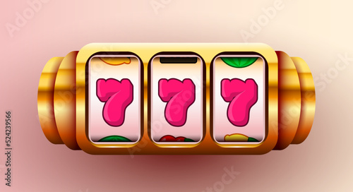 Golden slot machine wins the jackpot. 777 Big win concept. Casino jackpot.