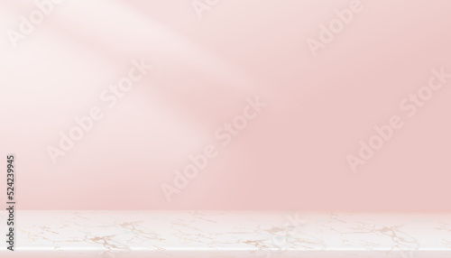 Pink Background Empty Room, Display 3D Studio with shelf.Pink pastel gallery room with copy space,Luxury minimal design for backdrop shooting for Cosmetic,Spa  or Winter,New Year Sale promotion