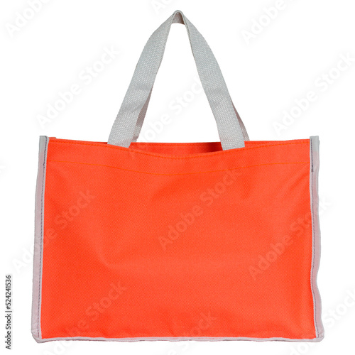 orange shopping bag isolated with clipping path for mockup