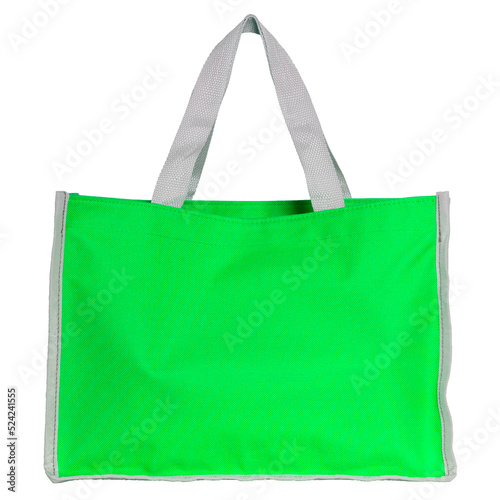 green shopping bag isolated with clipping path for mockup