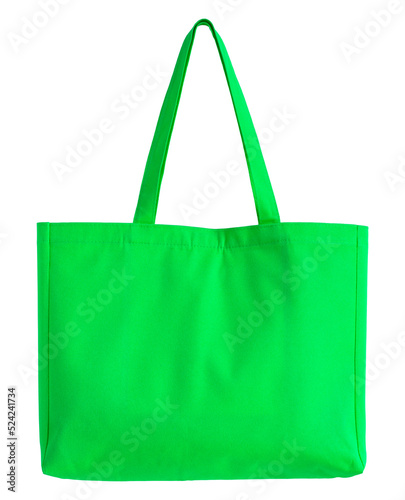 green fabric bag isolated with clipping path for mockup