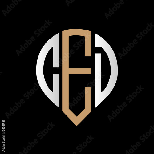 CED logo monogram isolated on circle element design template, CED letter logo design on black background. CED creative initials letter logo concept. CED letter design.

