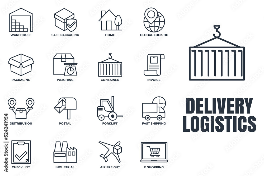 Set of Delivery shipping icon logo vector illustration. logistics pack symbol template for graphic and web design collection Set of Delivery shipping icon logo vector illustration. logistics pack symbol template for graphic and web design collection