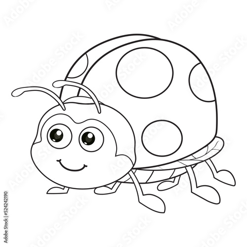 coloring pages or books for kids. cute ladybug cartoon. black and white © wisnu_Ds