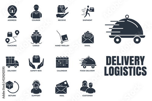 Set of Delivery shipping icon logo vector illustration. logistics pack symbol template for graphic and web design collection