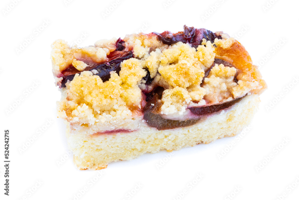 Plum cake isolated on white background Plum cake isolated on white background
