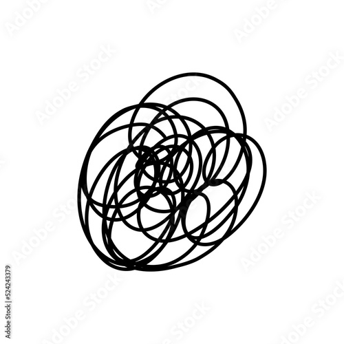 Complex line. Complicated way. Messy ball concept. Loading idea vector process.