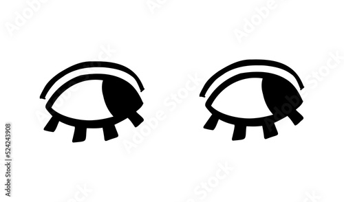 Crazy eyes. Doodle open eye. Abstract hand drawn fun geometric collection. Vector black elements