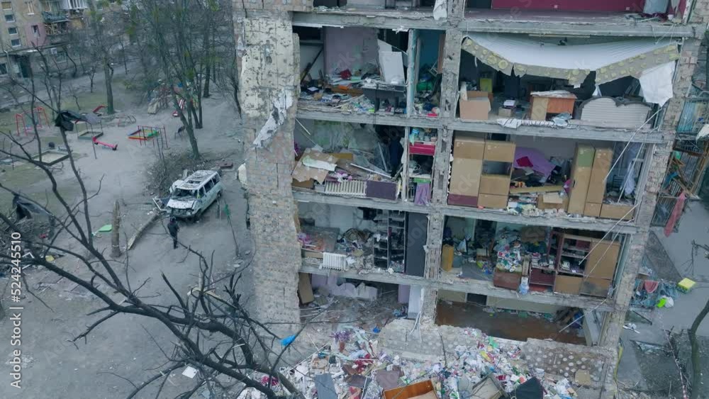 War Ukraine Kiyv destroyed bomb damage house destruction War Ukraine Kiyv destroyed bomb damage house destruction