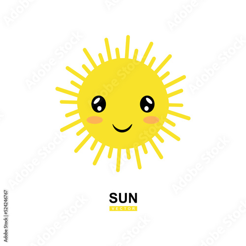 Cute smiling sun cartoon icon. Sun Vector illustration