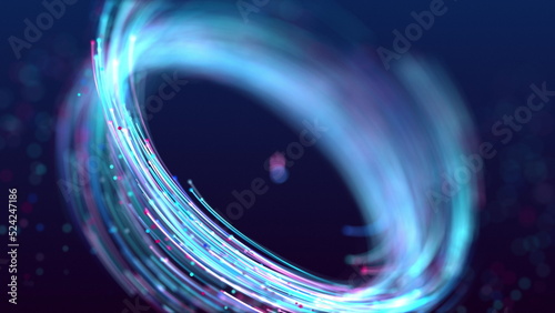 3D Abstract blue and purple particles vortex design. Digital light glow particle tornado background. Seamless looping animation.