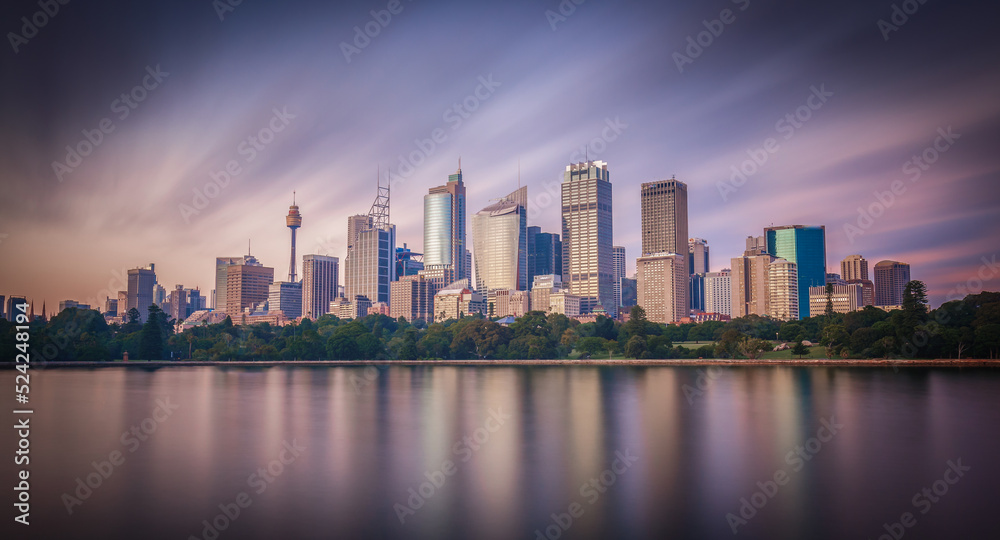Sydney city skyline at sunset