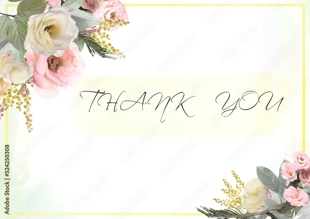 Elegant gratitude card with floral design. Mockup