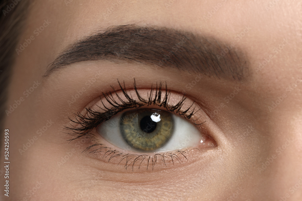 Young woman with permanent eyebrow makeup, closeup Young woman with permanent eyebrow makeup, closeup