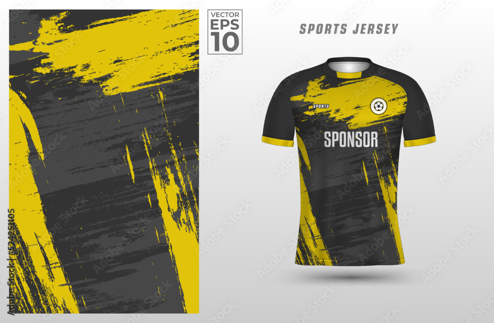 Black Grey yellow t-shirt sport design template with abstract grunge ...