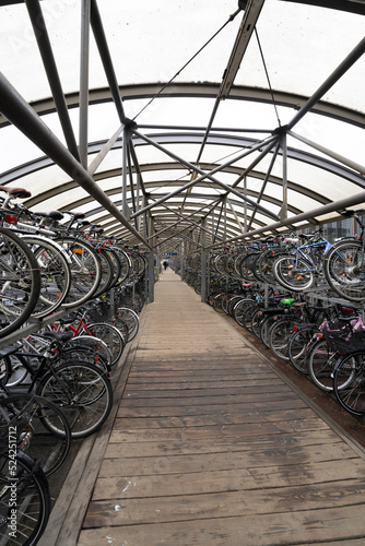 Passage through a sea of bicycles