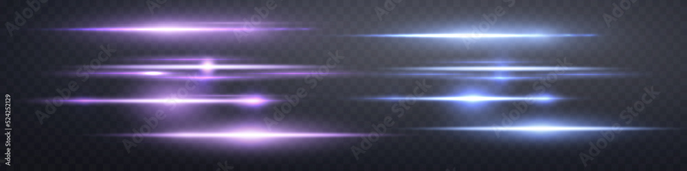 Purple and blue lens flares set. Isolated on transparent background ...
