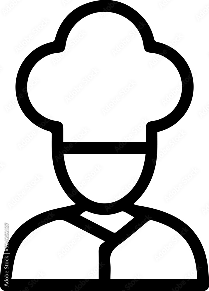 restaurant chef avatar, silhouette vector illustration isolated on white background - linear, outline and minimalist style. restaurant chef avatar, silhouette vector illustration isolated on white background - linear, outline and minimalist style.