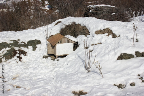 Snow Covered Hut. 