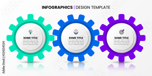 Infographic template. 3 gears with text and icons