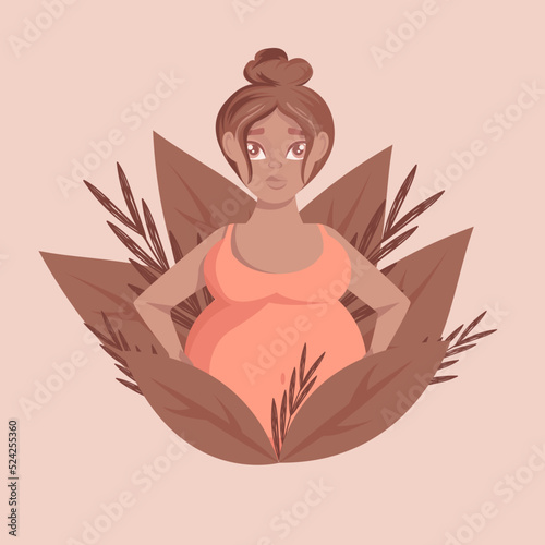 Illustration of a pregnant African American woman.