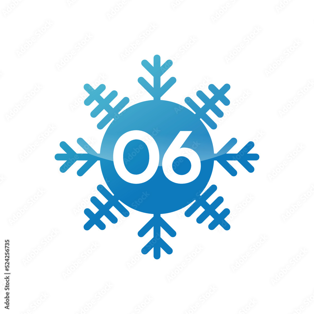 Snowflake Shaped 06 Number Logo Design Snowflake Shaped 06 Number Logo Design