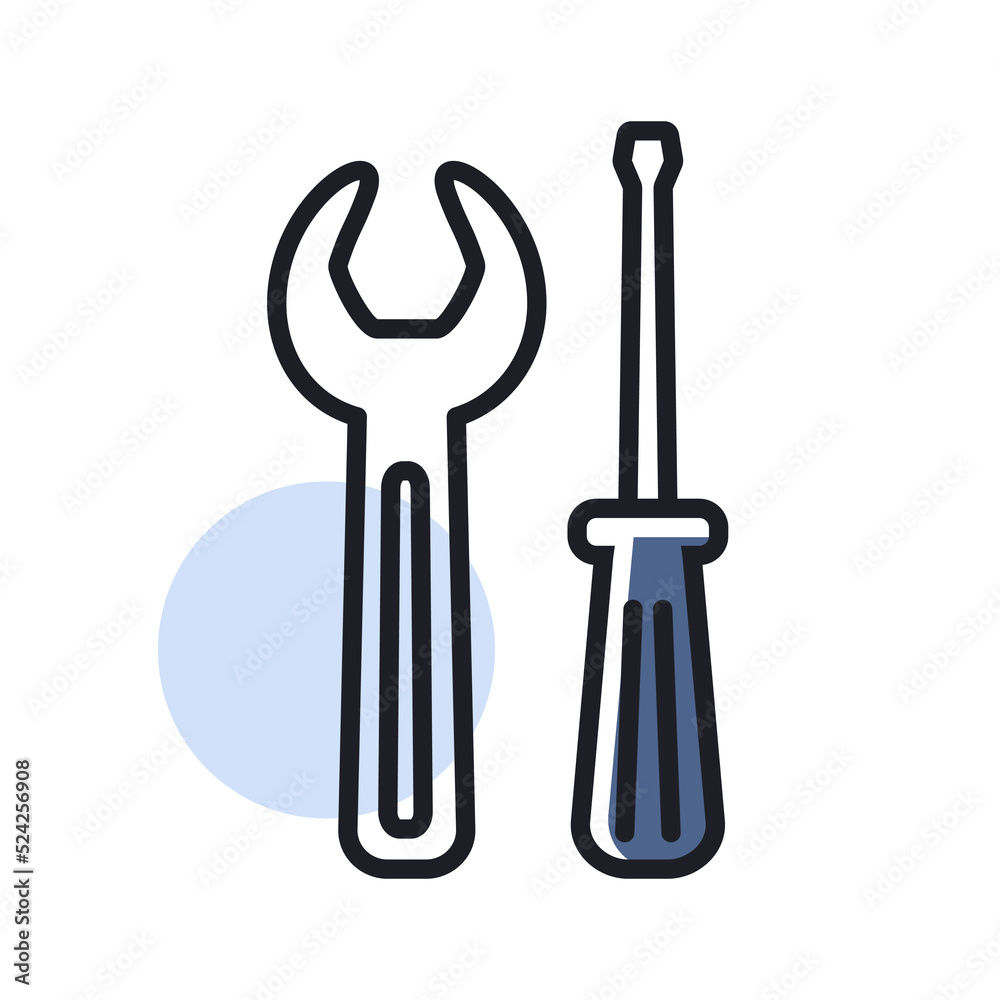 Screwdriver and wrench vector isolated icon