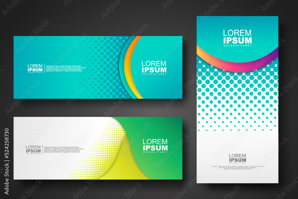 Banner set design template in trendy dynamic gradient colors Banner set design template in trendy dynamic gradient colors