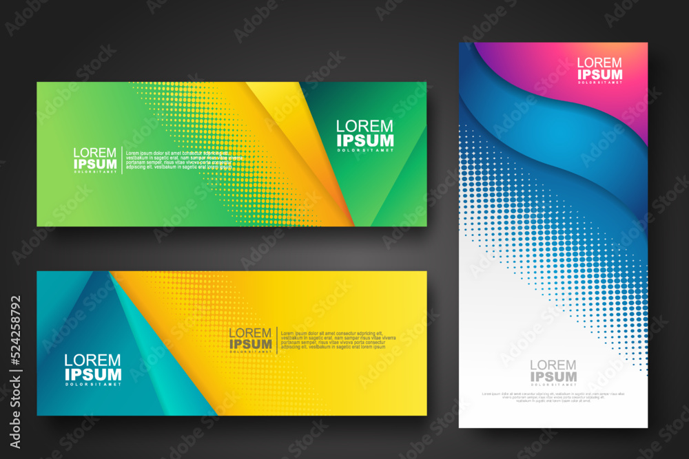 Fototapeta premium Banner set design template in trendy dynamic gradient colors