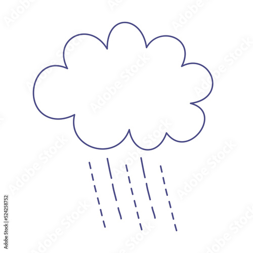 Cloud with raindrops line art