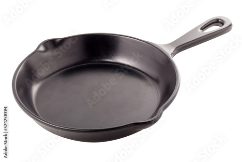 Black iron pan isolated on alpha background photo