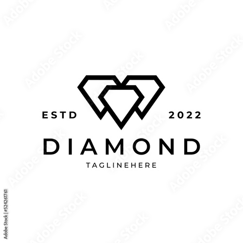 diamond logo jewelry line art vector icon illustration design