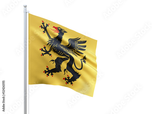 Sodermanlands (county in Sweden) flag waving on white background, close up, isolated. 3D render