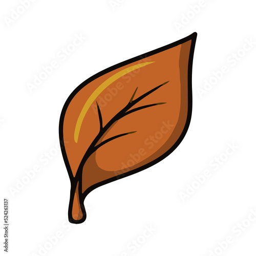 Bright orange autumn leaf of a poplar tree, leaf fall, vector cartoon