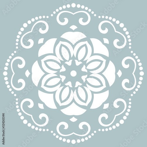 Elegant vintage ornament in classic style. Abstract traditional pattern with oriental elements. Classic vintage round white pattern
