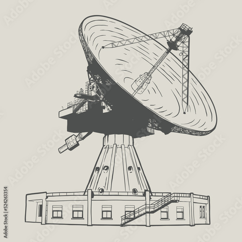 Satellite dish or radio antenna - vector illustration