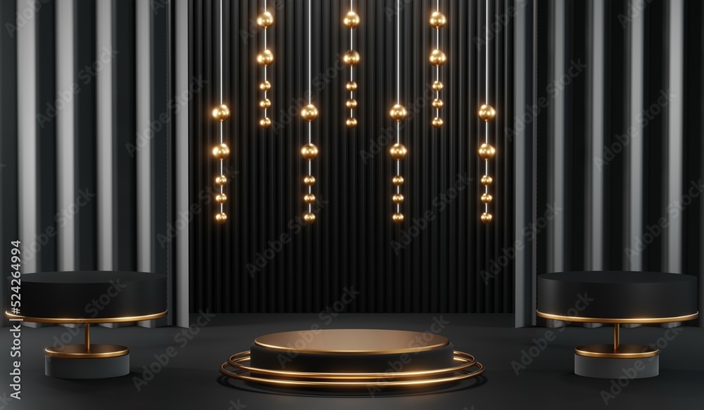 3D rendering of blank product background for cream cosmetics Modern black podium background 3D rendering of blank product background for cream cosmetics Modern black podium background