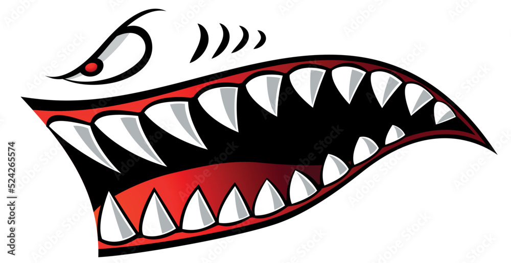 Flying tigers shark teeth car decal angry shark mouth motorcycle