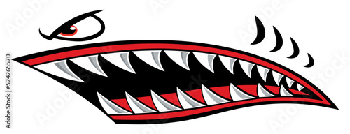 Obraz na płótnie Shark teeth car decal angry Flying tigers bomber shark mouth motorcycle fuel tan