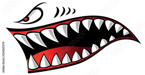 Flying tigers shark teeth car decal angry shark mouth motorcycle gas tank sticker